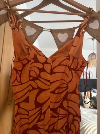 Vestido Zara Naranja y Marrón Estampado