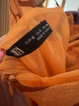 Vestido Zara Naranja y Marrón Estampado