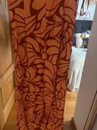 Vestido Zara Naranja y Marrón Estampado