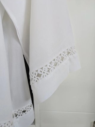 Blusa blanca viscosa con cenefa Talla Única