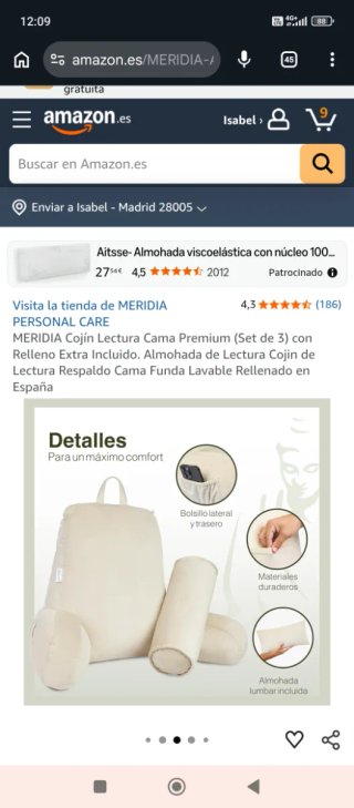 Cojín de respaldo beige