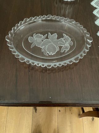 Bandeja cristal decorada flores