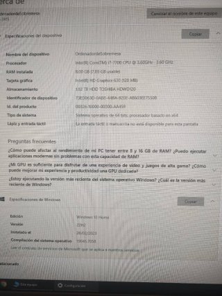 Ordenador Sobremesa Intel Core i7 Negro/Gris