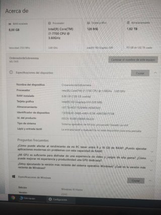 Ordenador Sobremesa Intel Core i7 Negro/Gris