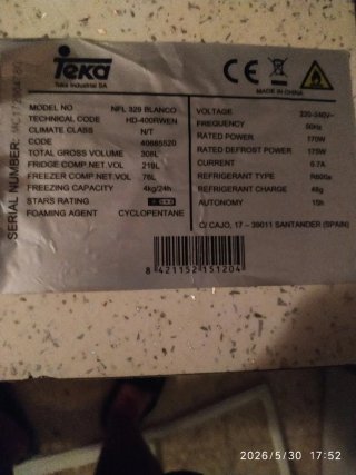 Teka NFL329BLANCO Frigorífico no frost
