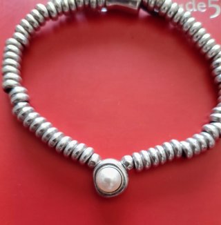 Pulsera Uno de 50 Elástica Perla