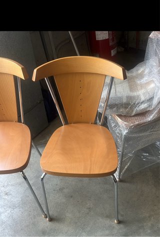 Juego de 3 sillas de cocina madera y acero