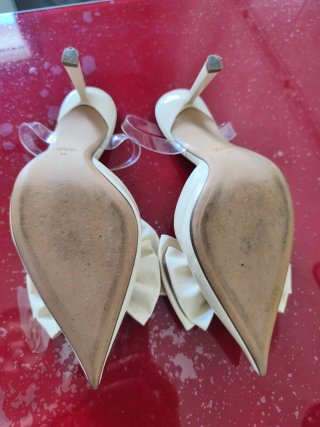 Zapatos Zara Beige Tacon Lazos