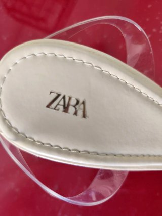 Zapatos Zara Beige Tacon Lazos
