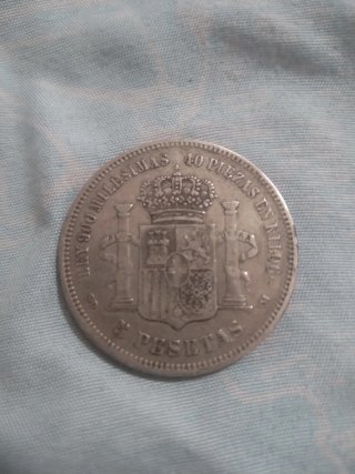2 Monedas de 5 Pesetas Amadeo I 1871-1873