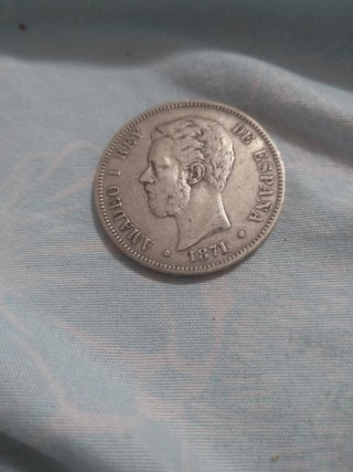 2 Monedas de 5 Pesetas Amadeo I 1871-1873
