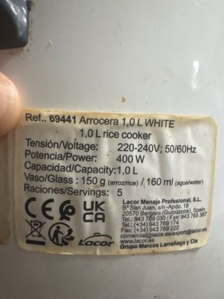 Arrocera Lacor con vaporera