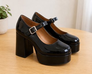 Zapatos de tacón negros con plataforma