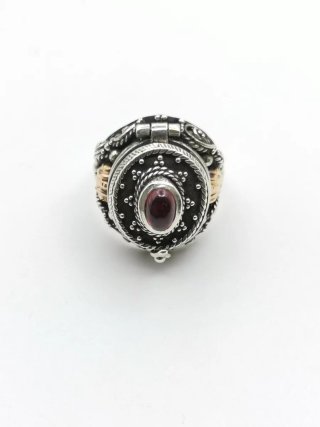Anillo Plata 925 Antiguo con Piedra Roja