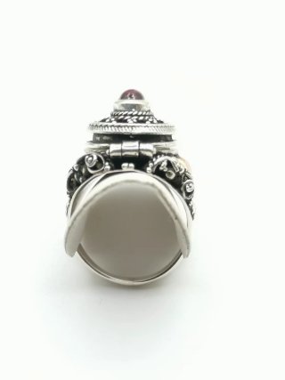 Anillo Plata 925 Antiguo con Piedra Roja