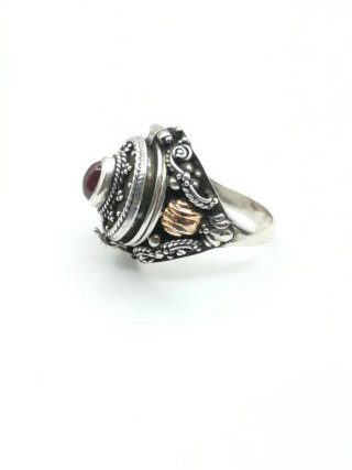Anillo Plata 925 Antiguo con Piedra Roja