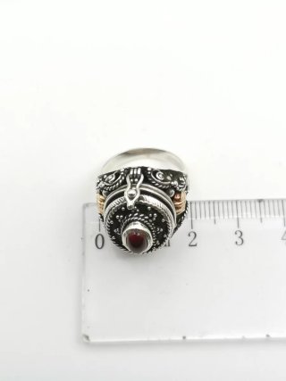 Anillo Plata 925 Antiguo con Piedra Roja