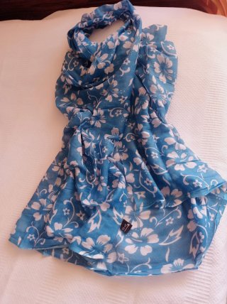 Pareo/Pashmina fantasia blu e bianco