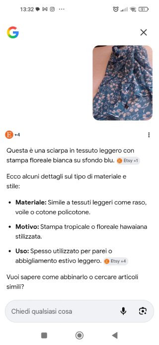 Pareo/Pashmina fantasia blu e bianco