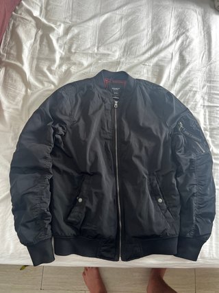 Chaqueta Bomber Pull&Bear Negra Talla XL