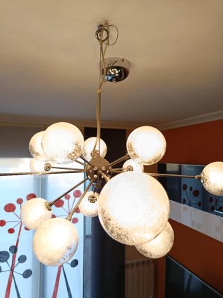 Lámpara diseño con 14 esferas de cristal