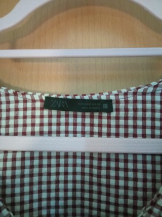 Blusa Zara cuadros burdeos