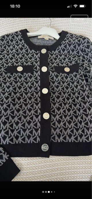 Chaqueta Michael Kors Logo MK Negra Gris
