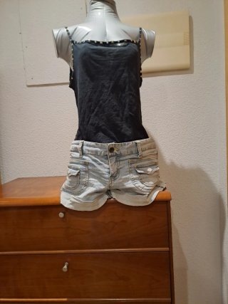 Pantalón corto vaquero Blanco mujer Talla 40