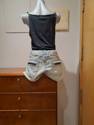 Pantalón corto vaquero Blanco mujer Talla 40