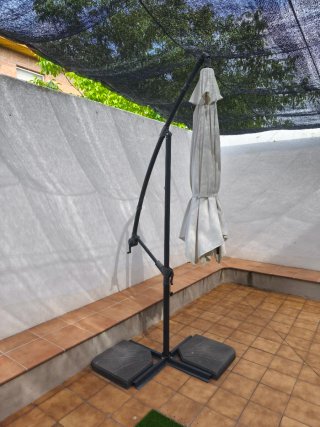Sombrilla de jardín plegable blanca
