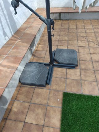 Sombrilla de jardín plegable blanca