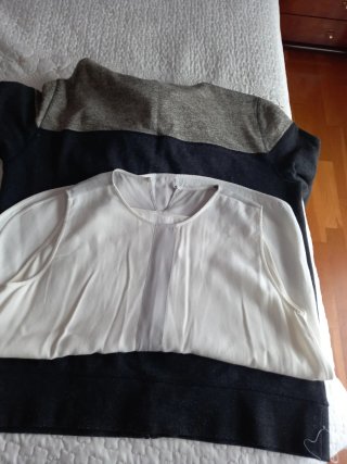 Top Zara blanco y gris sin mangas