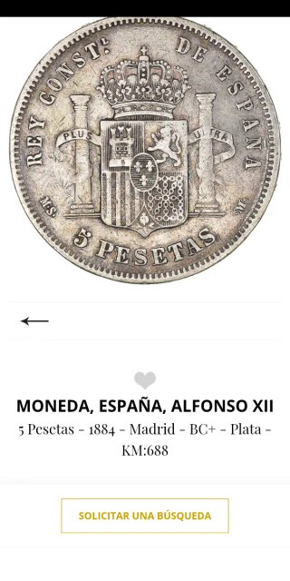 Moneda Alfonso XII 5 Pesetas 1882-1885