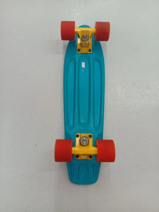 OXELO Patinete azul con ruedas naranjas