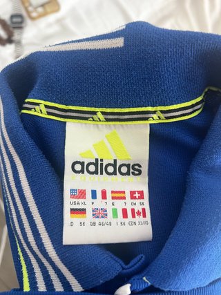 Polo Adidas Vintage Talla XL Azul Blanco