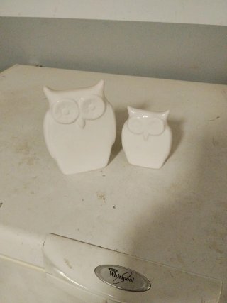 Set de 2 Búhos Blancos Decorativos
