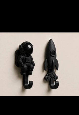 Set di ganci per appendiabiti astronauta e razzo