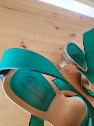 Sandalias Penélope Piel Verde y Marrón
