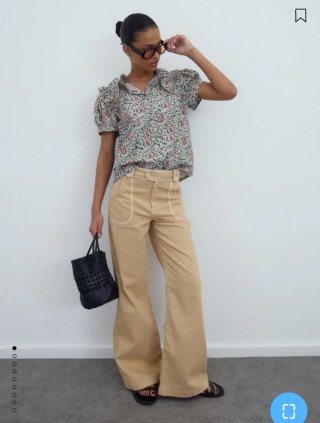 Blusa Volante Estampada Manga Abullonada