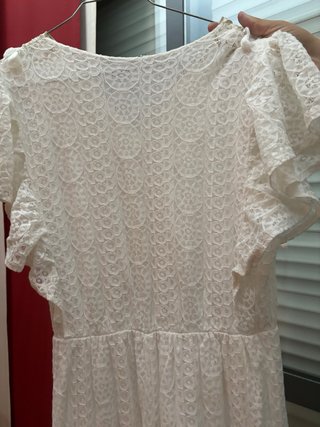 Vestido blanco M con escote dorado