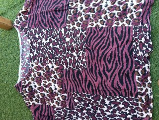 Blusa Patchwork Animal Print Granate y Marrón