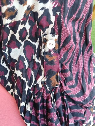 Blusa Patchwork Animal Print Granate y Marrón