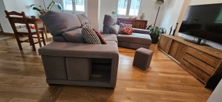 Sofá 3 plazas con chaiselongue gris