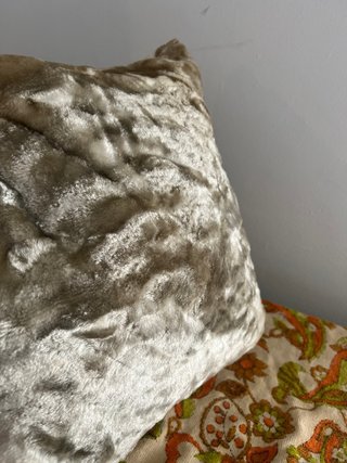 Cojín de terciopelo beige suave