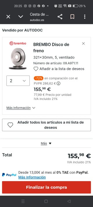 Discos Freno Brembo 09.A971.11 Opel Insignia