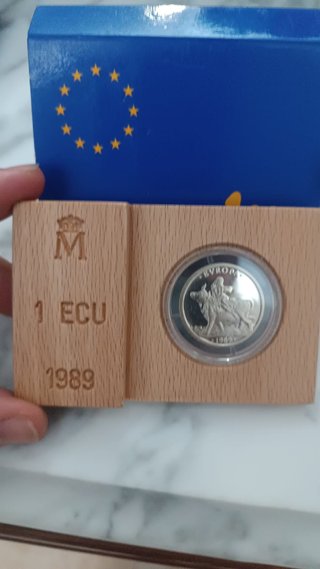 Lote Monedas 1 ECU y 1 Euro plata