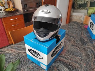 Casco Moto Integral Plata Rush