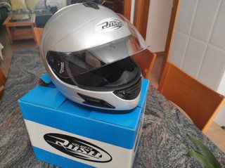 Casco Moto Integral Plata Rush