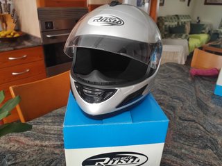 Casco Moto Integral Plata Rush