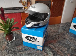 Casco Moto Integral Plata Rush